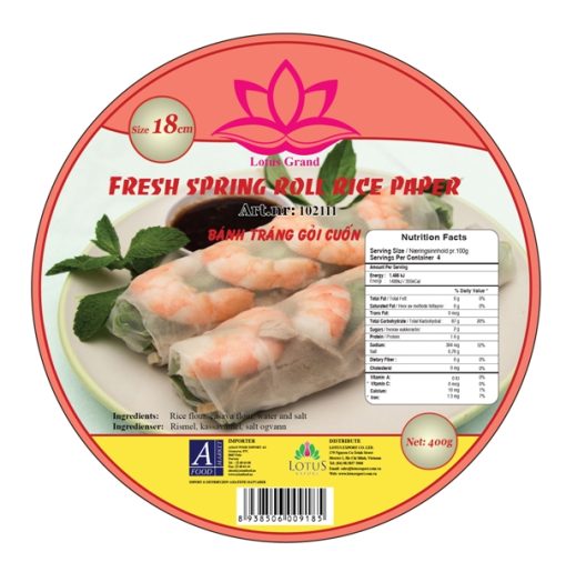 LOTUS GRAND BÁNH TRÁNG GỎI CUỐN TRÒN 16CM 400GR