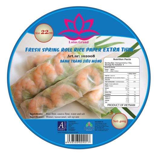 LOTUS GRAND BÁNH TRÁNG GỎI CUỐN SIÊU MỎNG 22CM 400GR